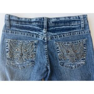 Daniel Jeans Capri Womens Sz 3/4 Blue Stretch Studded Rhinestone Denim Y2K 90s